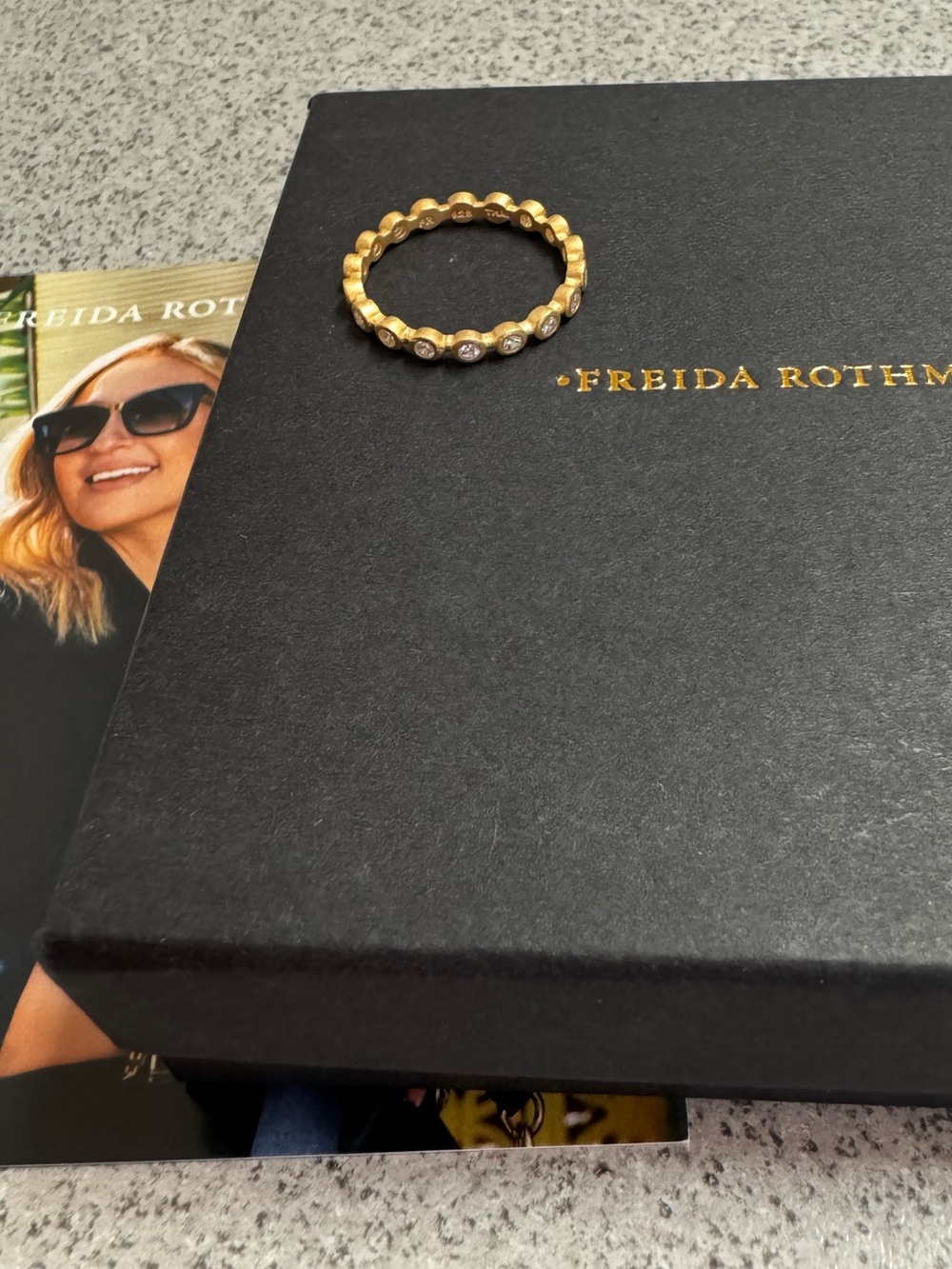 Freida Rothman Matte Gold Bezel Stacking Ring - Picture 3 of 6
